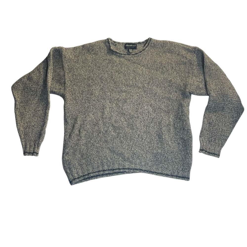 Eddie Bauer Wool Blend Gray Knit Sweater Men’s Large Crewneck